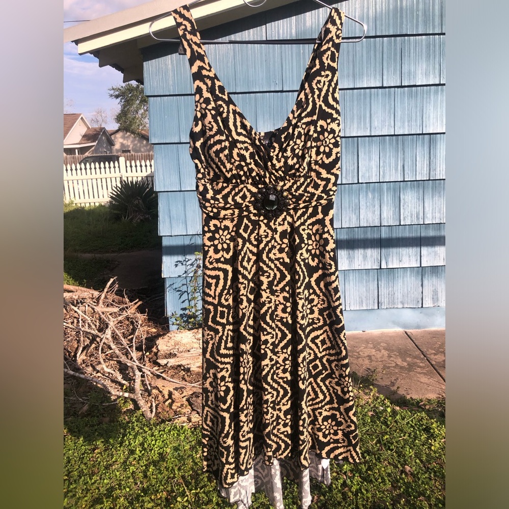 Y2k Enfocus Studio Black and Cream Floral Maxi Dress